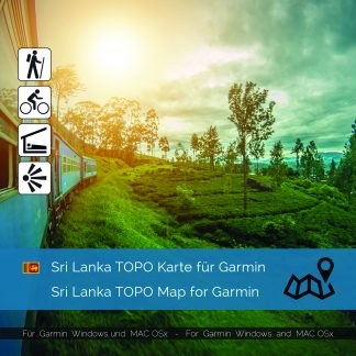 Sri Lanka TOPO GPS Karte für Garmin jetzt im Shop kaufen. Ideal zur Navigation und Tourenplanung mit einem Garmin Navigationsgerät. Die Karte ist auch als installierbare Datei für PC oder Mac Computer enthalten.